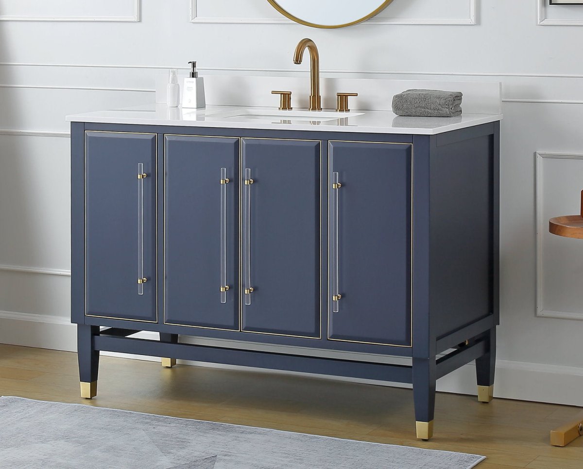 48" Tennant Brand Navy Blue Bertone Bathroom Sink Vanity - Model # Q169NB-48QT - Bentoncollections