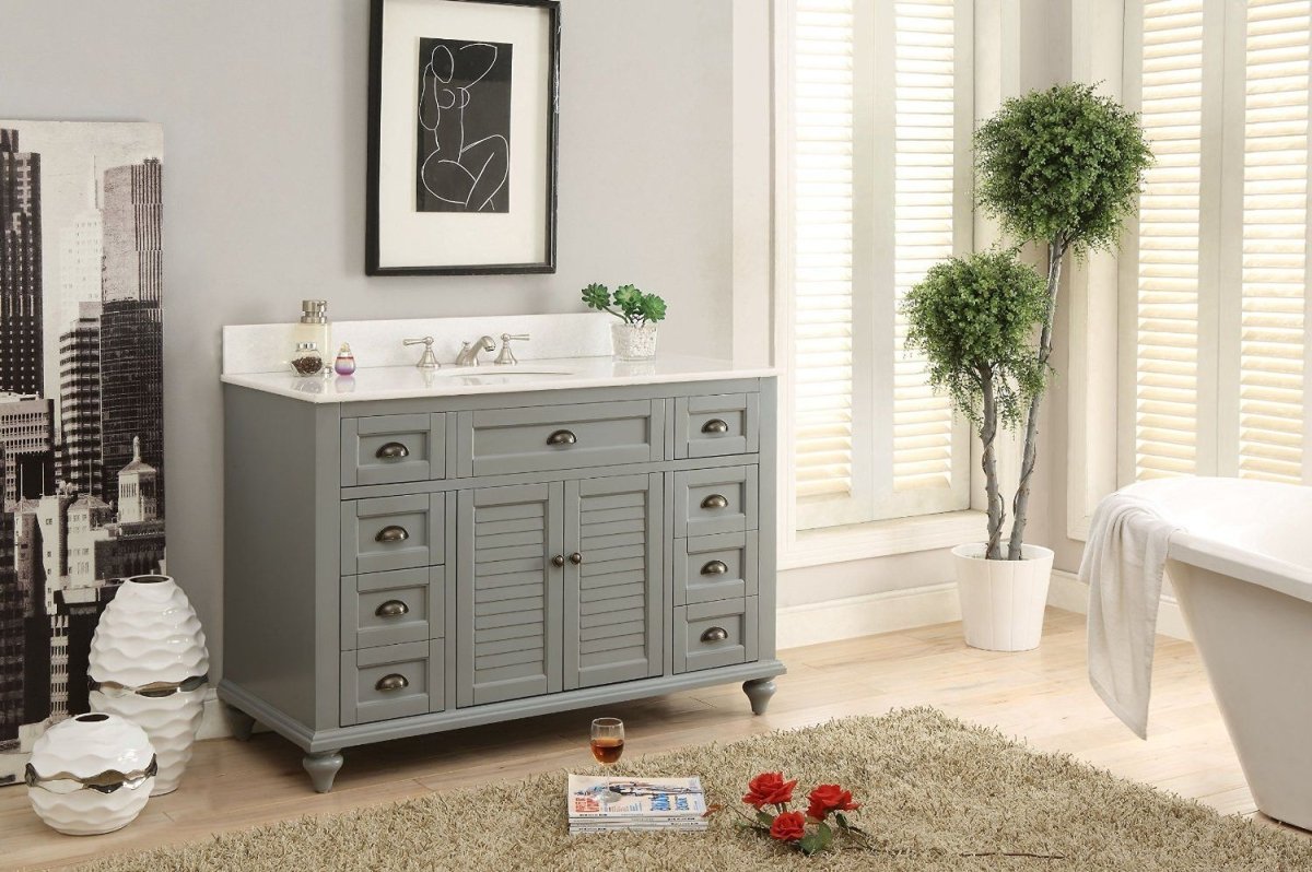 49" Benton Collection Cottage style Glennville Bathroom Sink Vanity GD28329CK (Grey) - Bentoncollections