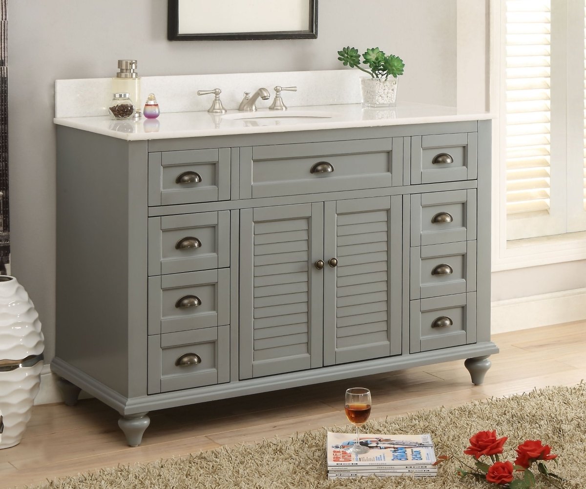 49" Benton Collection Cottage style Glennville Bathroom Sink Vanity GD28329CK (Grey) - Bentoncollections