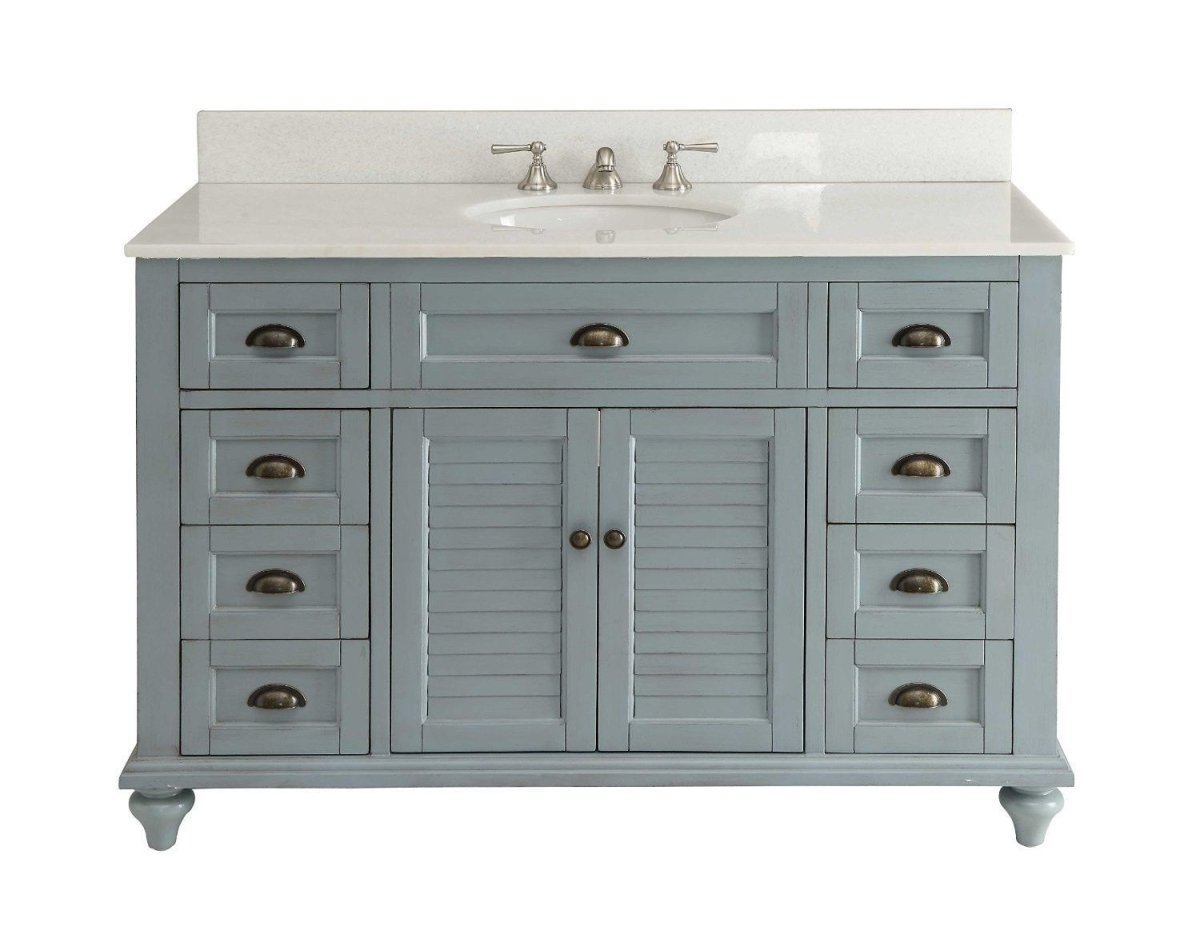 49" Benton collection Vintage Blue Cottage Glennville Bathroom Sink Vanity - GD-28328BU - Bentoncollections