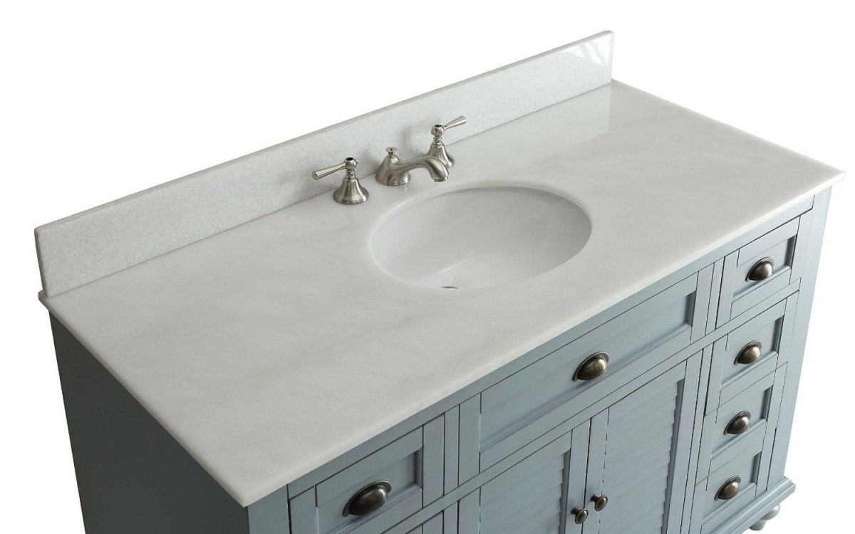 49" Benton collection Vintage Blue Cottage Glennville Bathroom Sink Vanity - GD-28328BU - Bentoncollections