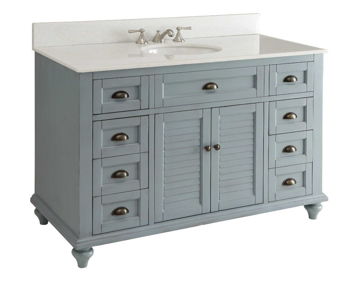 49" Benton collection Vintage Blue Cottage Glennville Bathroom Sink Vanity - GD-28328BU - Bentoncollections