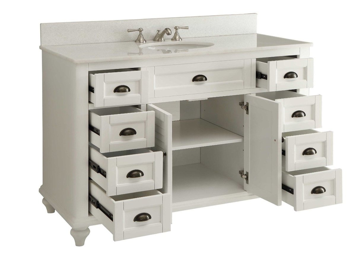 49" Cottage Style White Glennville Bathroom Sink Vanity - GD-28327W - Bentoncollections