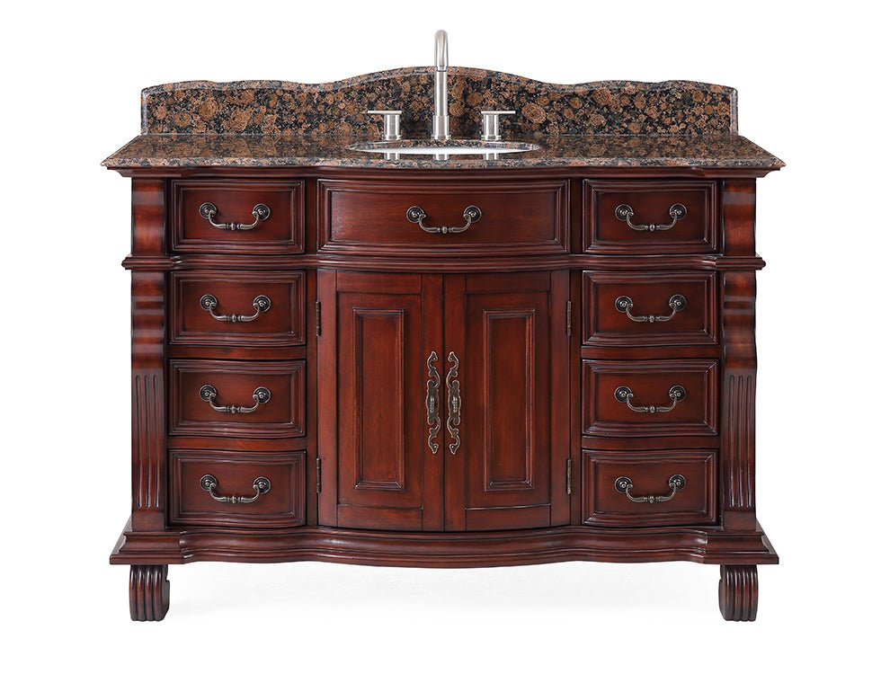 50" Cherry Wood Hopkinton Bathroom Sink Vanity Baltic Brown Stone Top GD-4437SB-50 - Bentoncollections