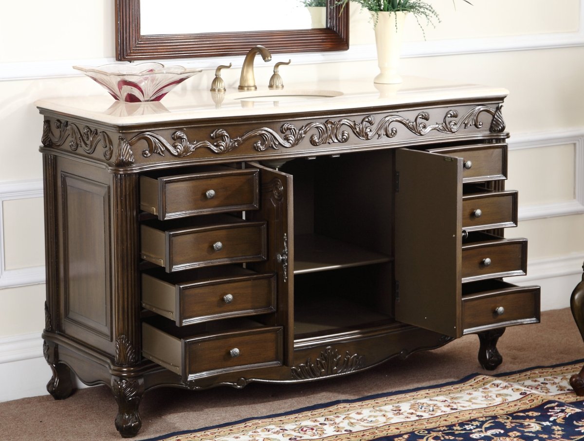 56" Beckham Bathroom Sink Vanity - Benton Collection # CF-3882M-TK-56 - Bentoncollections