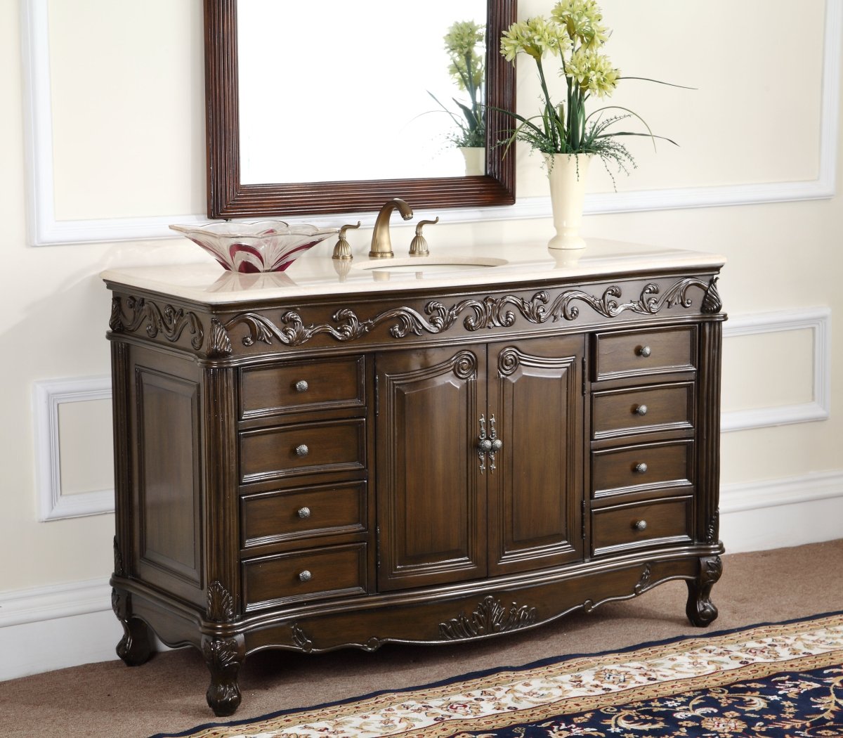 56" Beckham Bathroom Sink Vanity - Benton Collection # CF-3882M-TK-56 - Bentoncollections