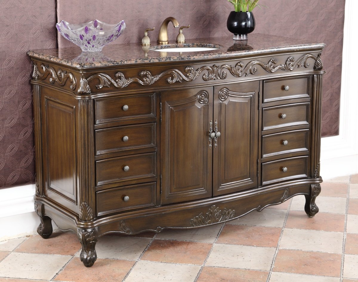 56" Beckham Bathroom Sink Vanity - Benton Collection CF-3882SB-TK-56 - Bentoncollections