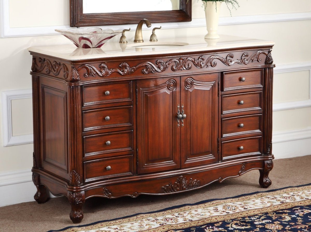 56" Beckham Bathroom Sink Vanity - Benton Collection # CF-3882W-TK-56 - Bentoncollections