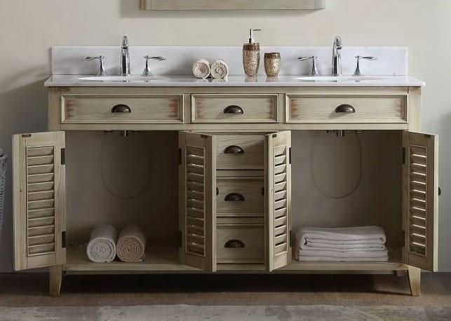 60" Abbeville Double Sink Vanity - Benton Collection Model CF-88324-60W - Bentoncollections