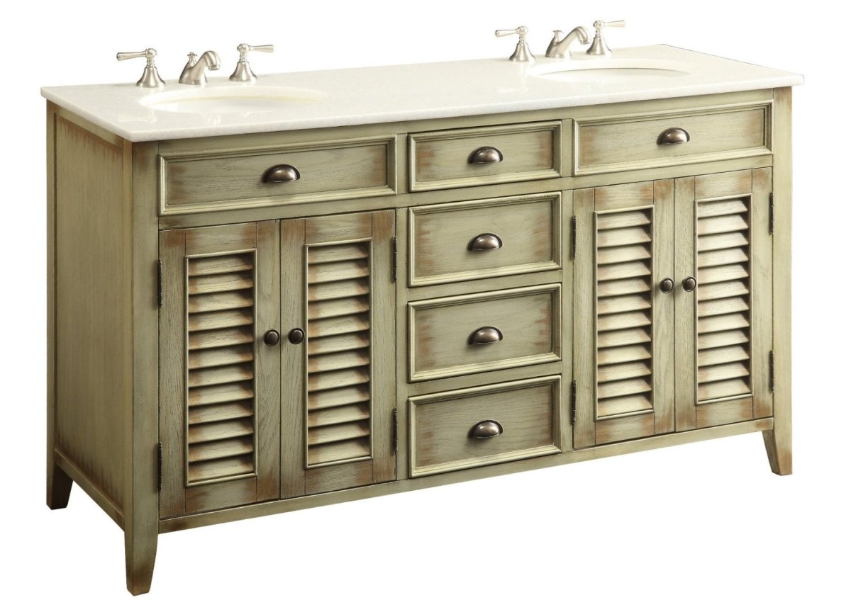 60" Abbeville Double Sink Vanity - Benton Collection Model CF-88324-60W - Bentoncollections