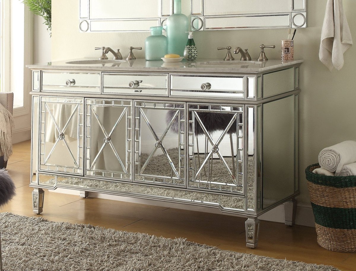 60” Ashlia Double Sink Vanity - Model # 7322Q60 - Bentoncollections