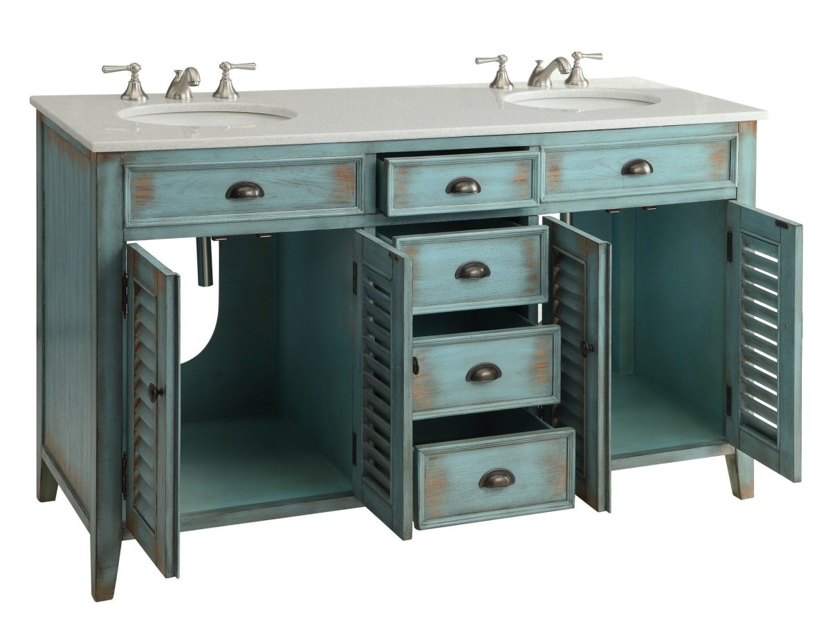 60" inch Benton Collection Abbeville Double Sink Vanity Model CF-88323-60BU - Bentoncollections