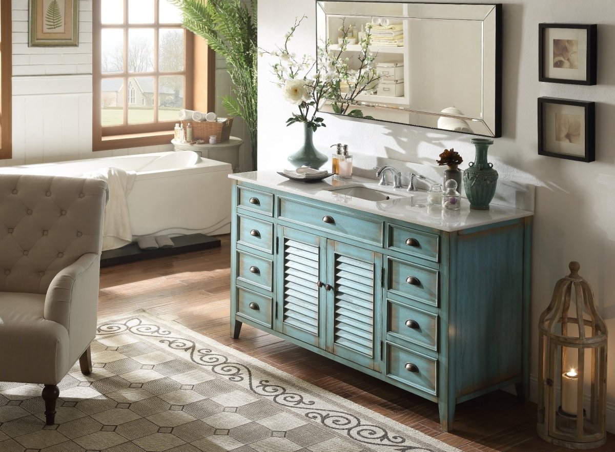 60" inch Benton Collection Abbeville Single Sink Vanity Model CF-66323-60BU - Bentoncollections