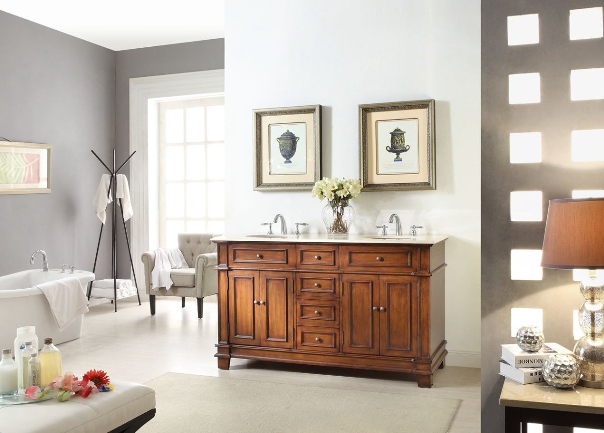 60" Sanford Double Sink Bathroom Vanity with Mirror - Model CF-3048M-60MIR - Bentoncollections
