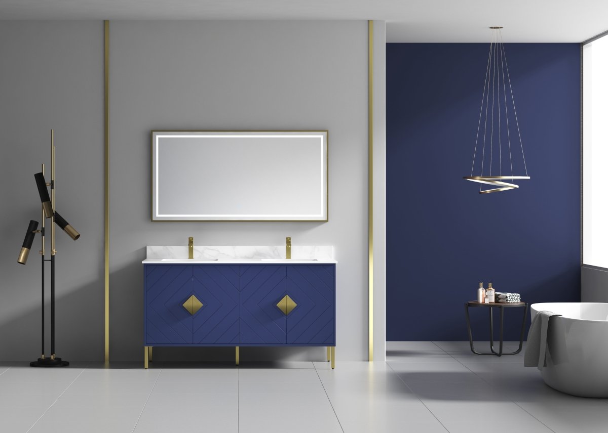 60" Tennant Brand Eileen Modern style double sink bathroom vanity - AC-66NB60 - Bentoncollections