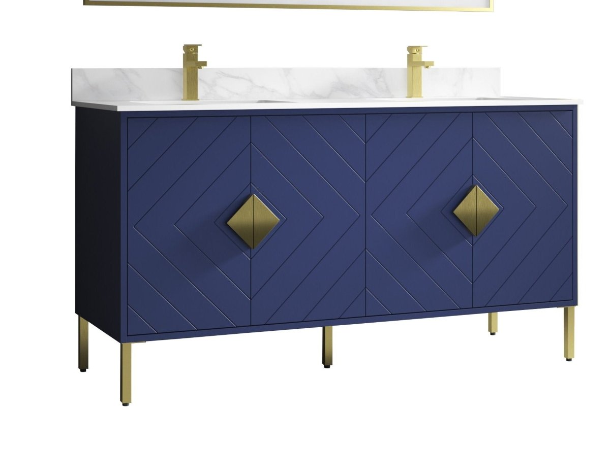 60" Tennant Brand Eileen Modern style double sink bathroom vanity - AC-66NB60 - Bentoncollections