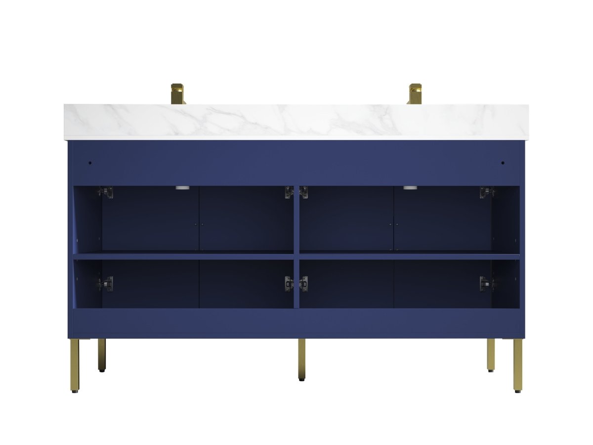 60" Tennant Brand Eileen Modern style double sink bathroom vanity - AC-66NB60 - Bentoncollections