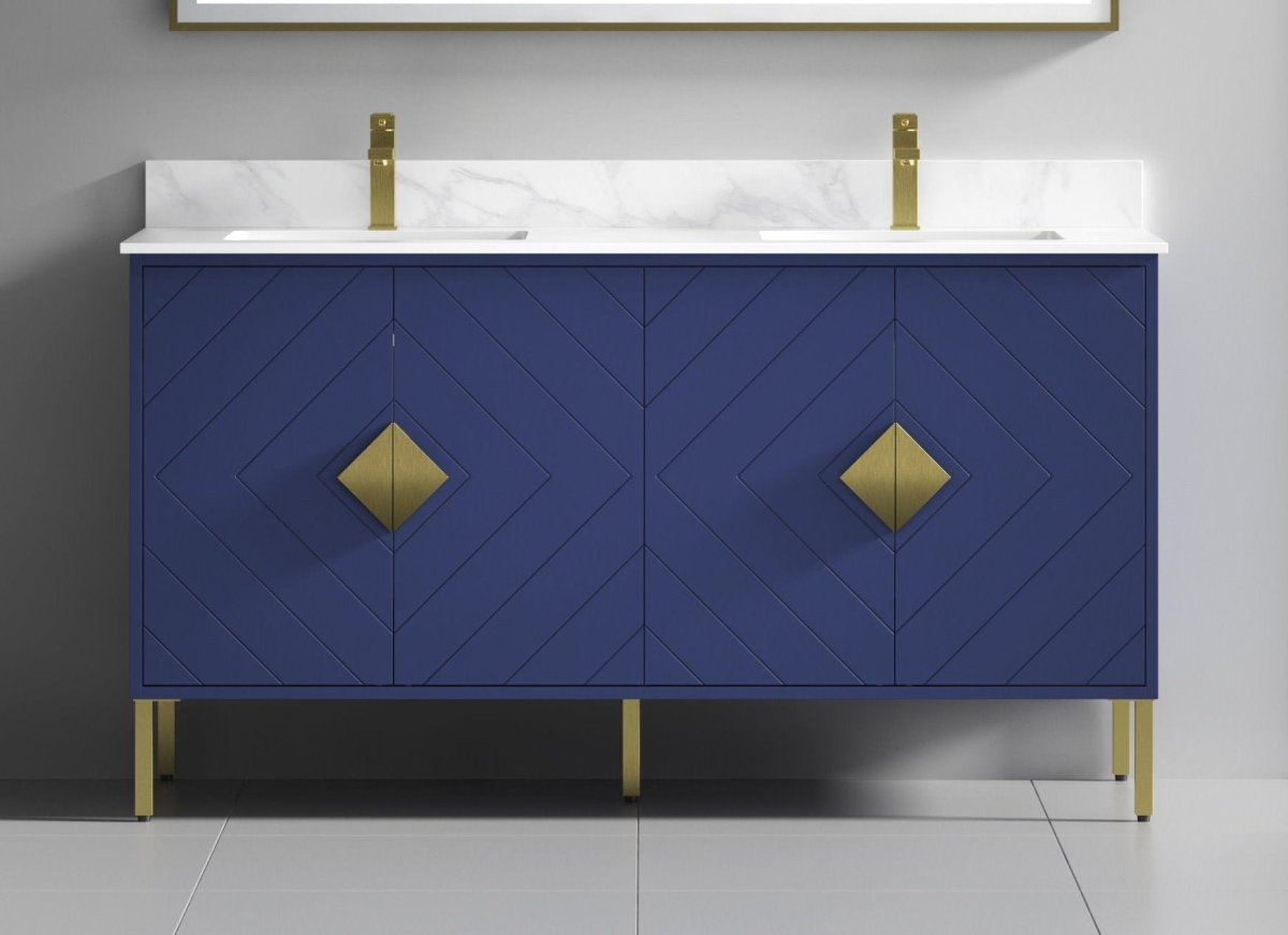 60" Tennant Brand Eileen Modern style double sink bathroom vanity - AC-66NB60 - Bentoncollections