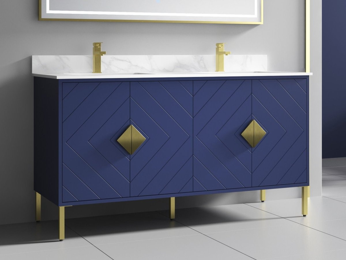 60" Tennant Brand Eileen Modern style double sink bathroom vanity - AC-66NB60 - Bentoncollections