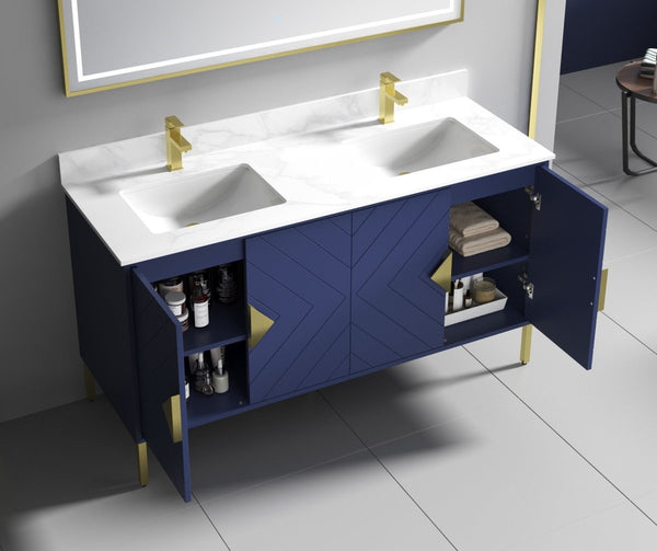 60" Tennant Brand Eileen Modern style double sink bathroom vanity - AC-66NB60 - Bentoncollections