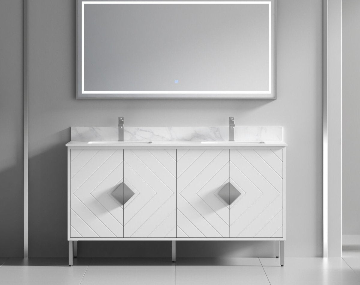 60" Tennant Brand Eileen Modern Style Double Sink Bathroom Vanity - AC-66WT60 - Bentoncollections