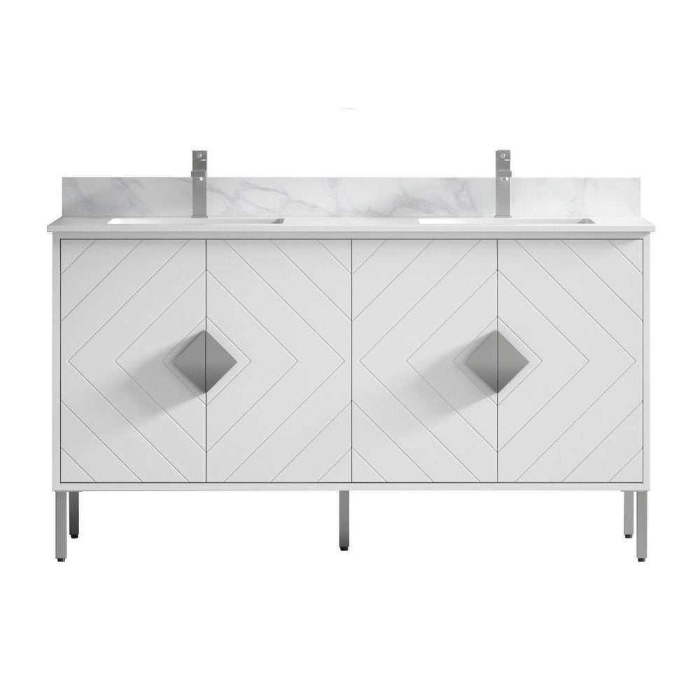 60" Tennant Brand Eileen Modern Style Double Sink Bathroom Vanity - AC-66WT60 - Bentoncollections