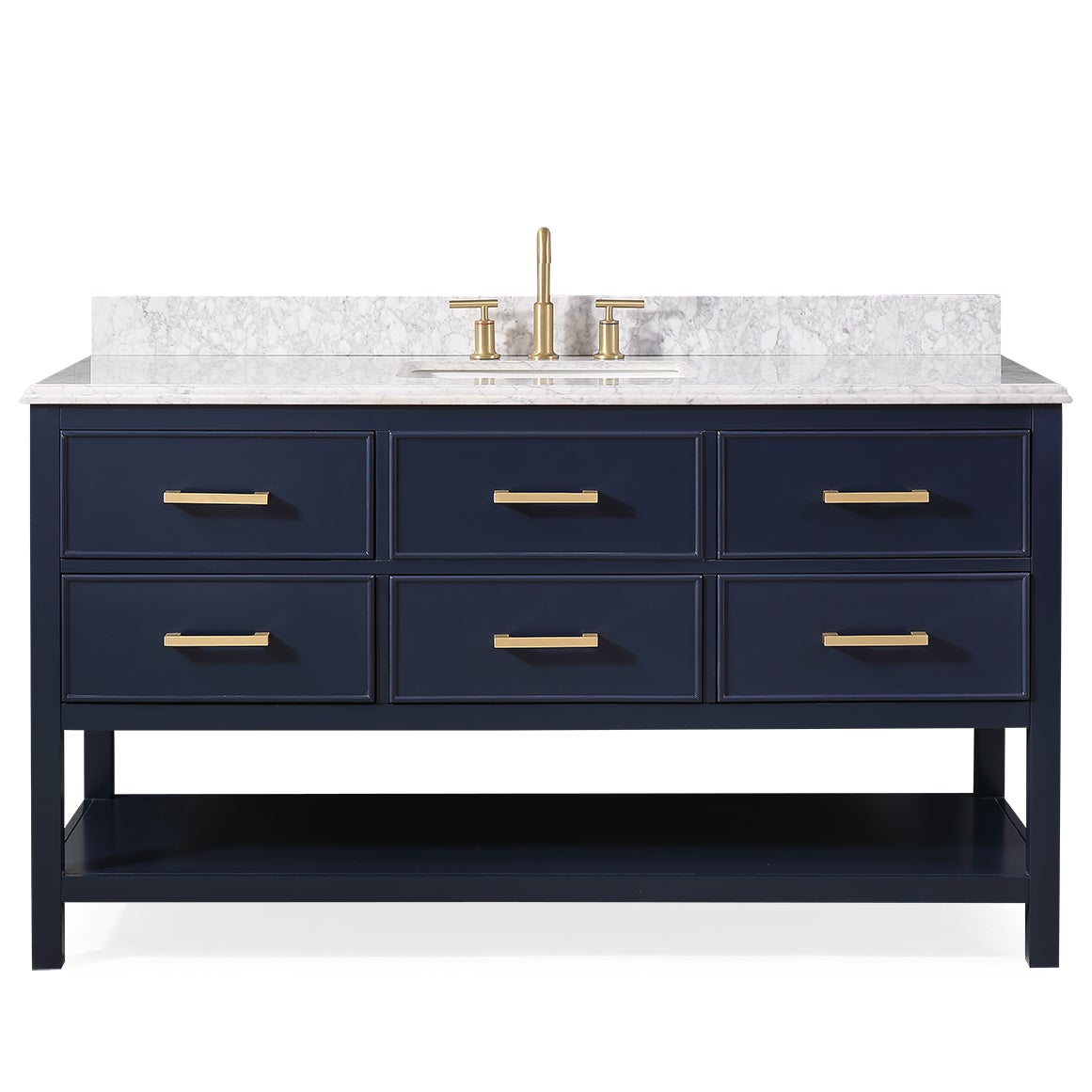 60" Tennant Brand Italian Carrara Navy Blue Color Finish Single Sink Vanity - Aruzza # 2822-S60NB - Bentoncollections
