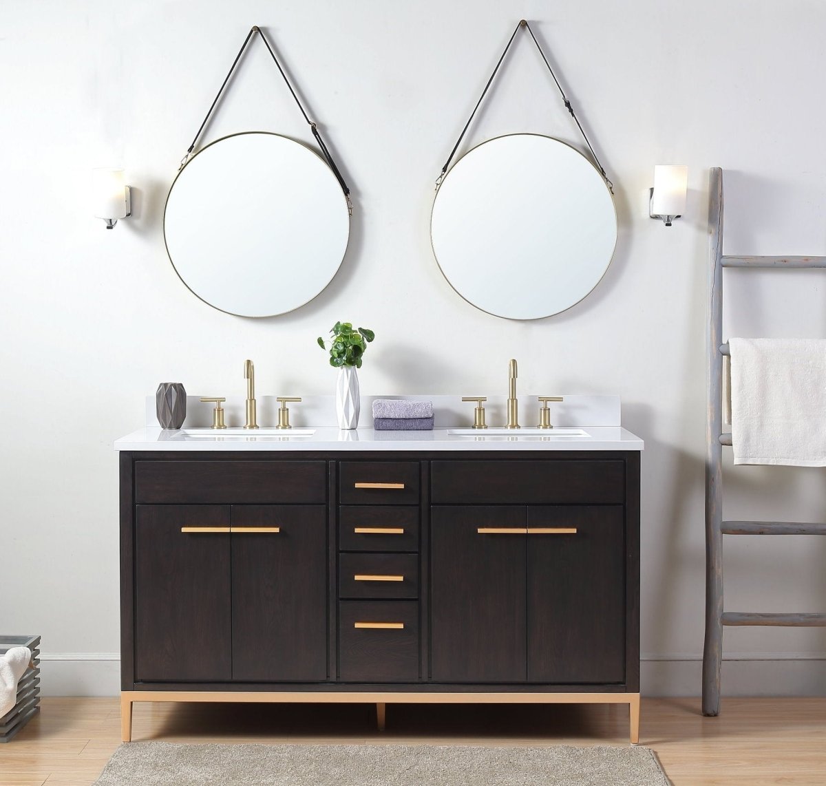 60" Tennant Brand Modern Style Beatrice Double Sink Bathroom Vanity - TB-9838-D60DK - Bentoncollections