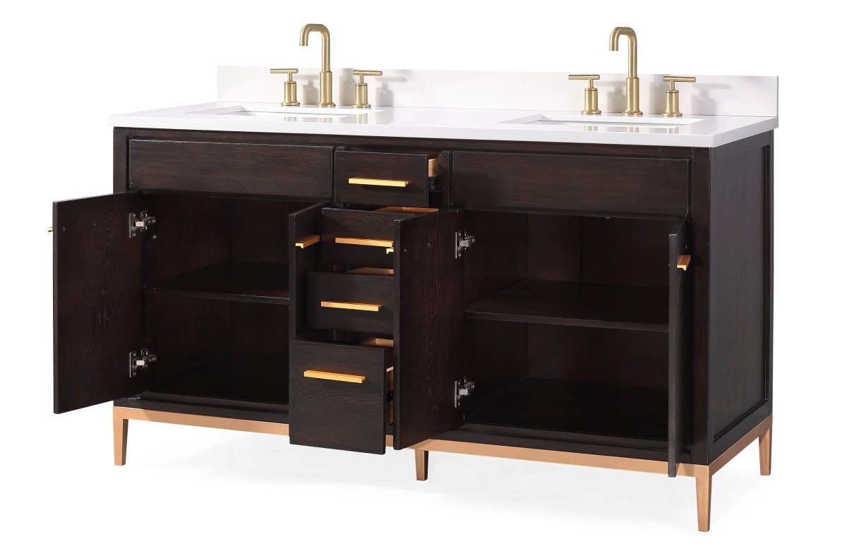 60" Tennant Brand Modern Style Beatrice Double Sink Bathroom Vanity - TB-9838-D60DK - Bentoncollections