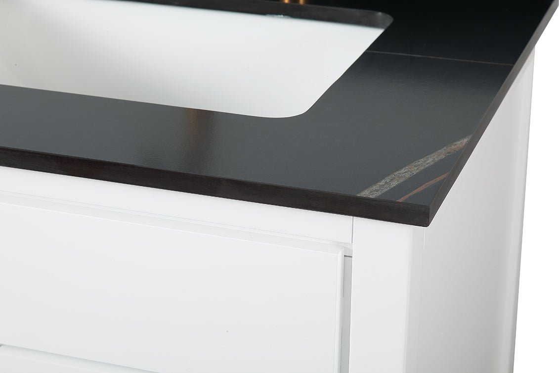 60" Tennant Brand Modern Style White Beatrice Double Sink Bathroom Vanity - TB-9777-W60GT - Bentoncollections