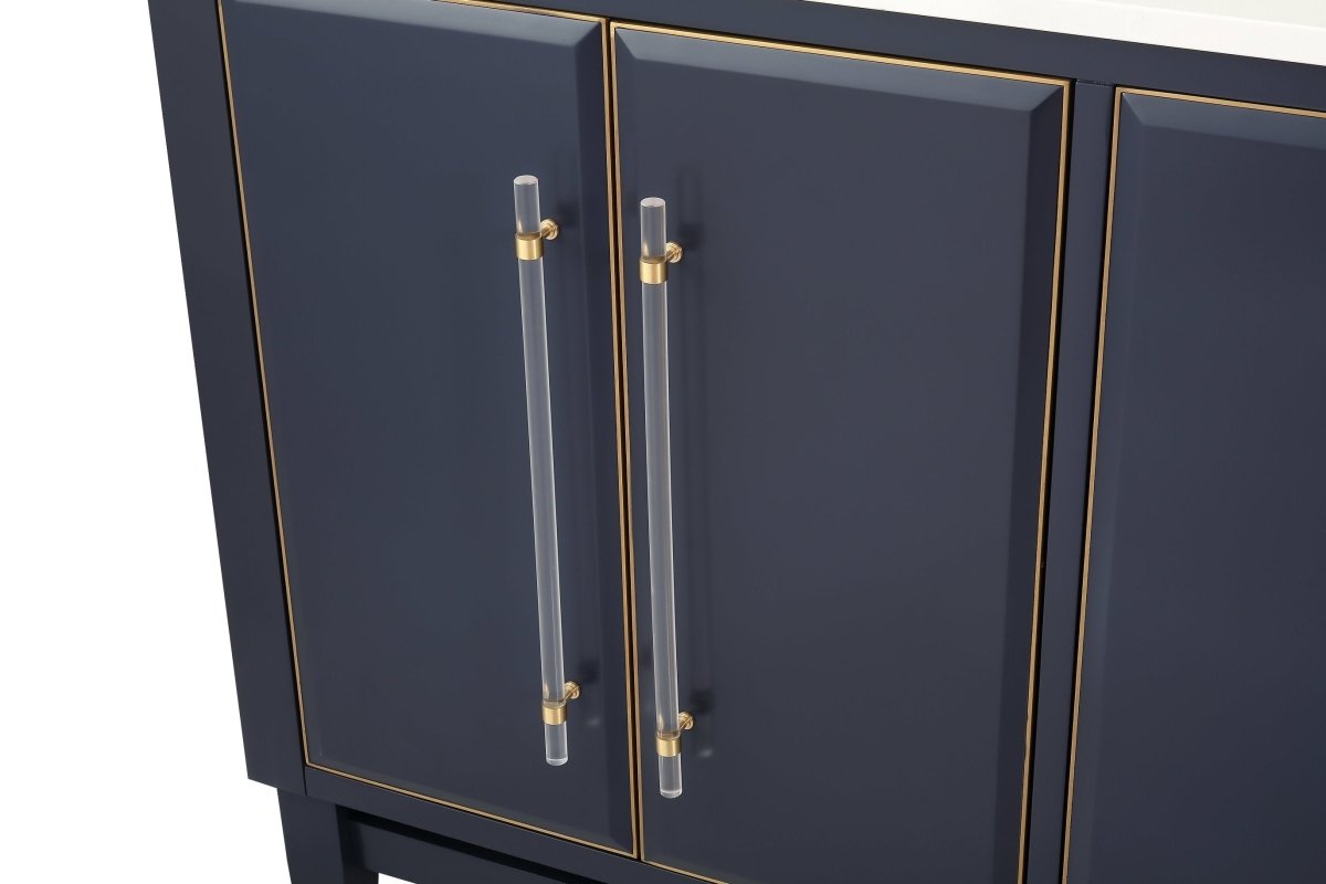 60" Tennant Brand Navy Blue Bertone Double Bathroom Sink Vanity - Model # Q169NB-D60QT - Bentoncollections