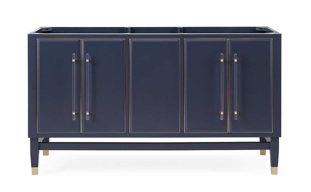 60" Tennant Brand Navy Blue Bertone Double Bathroom Sink Vanity - Model # Q169NB-D60QT - Bentoncollections