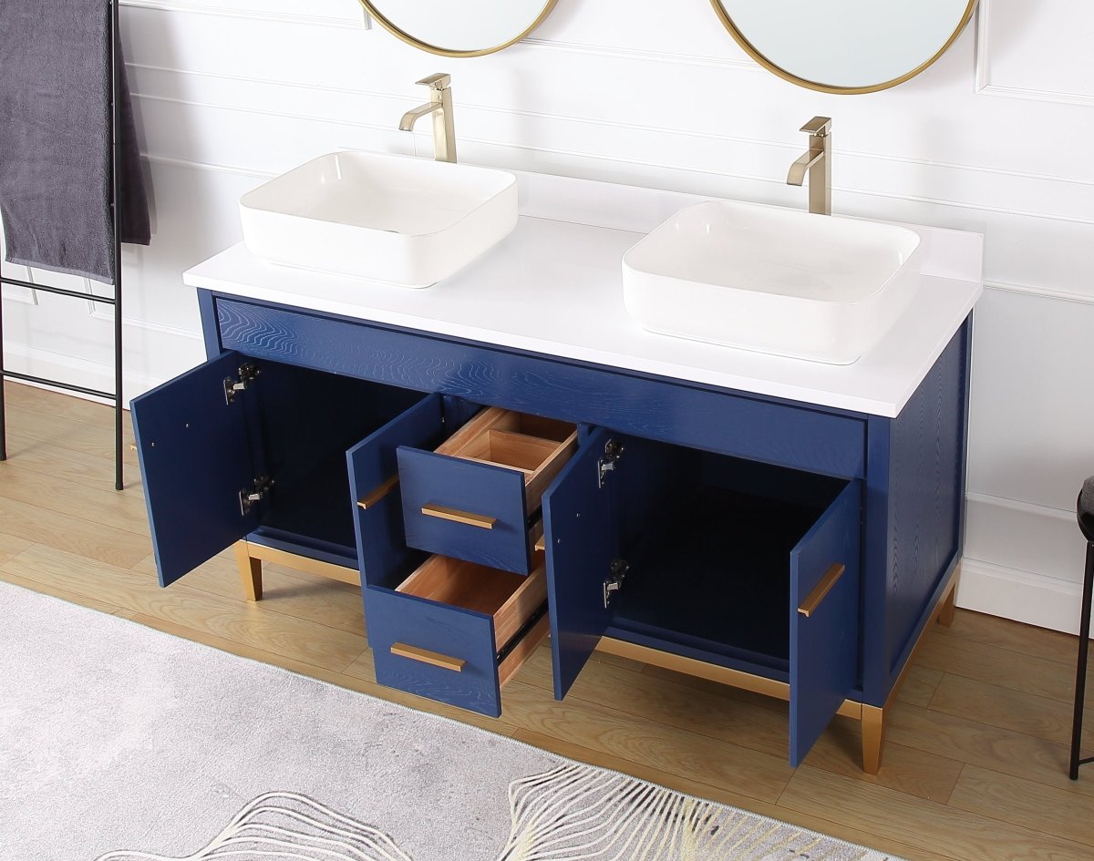 60" Tennant Brand Vessel sink Beatrice Double Sink Bathroom Vanity - TB-9960-VB60QT - Bentoncollections