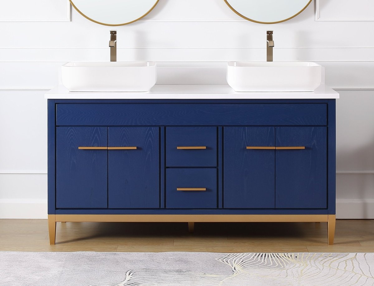 60" Tennant Brand Vessel sink Beatrice Double Sink Bathroom Vanity - TB-9960-VB60QT - Bentoncollections