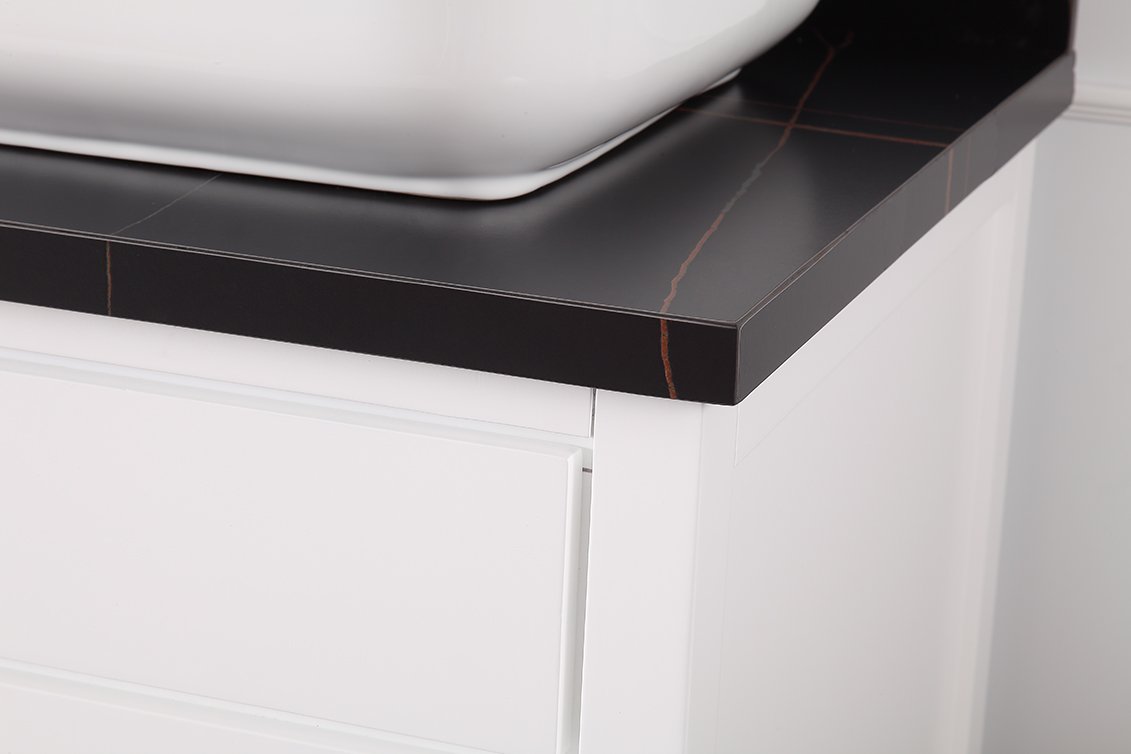 60" Tennant Brand Vessel sink White Beatrice Double Sink Vanity - TB-9960WT-60BK - Bentoncollections