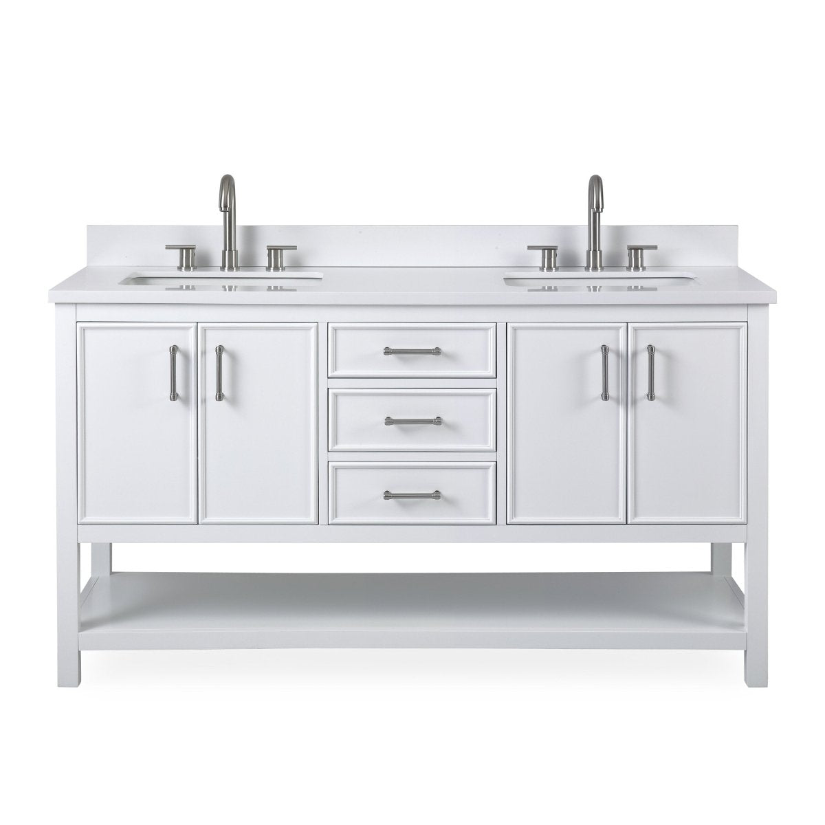 60" Tennant Brand White Color Finish Double Sink Bathroom Vanity - Felton # 7330-D60W - Bentoncollections