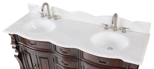 64" Traditional Style Cherry Wood Hopkinton Double Sink Bathroom Vanity GD-4438W-64 - Bentoncollections