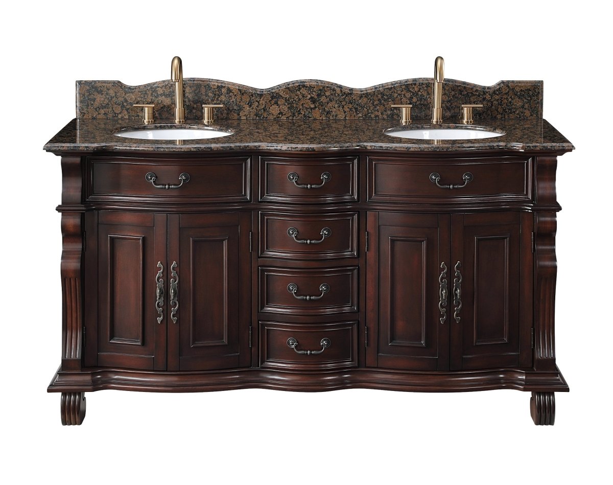 64" Traditional Style Cherry Wood Hopkinton Double Sink Bathroom Vanity GD-4438W-64 - Bentoncollections