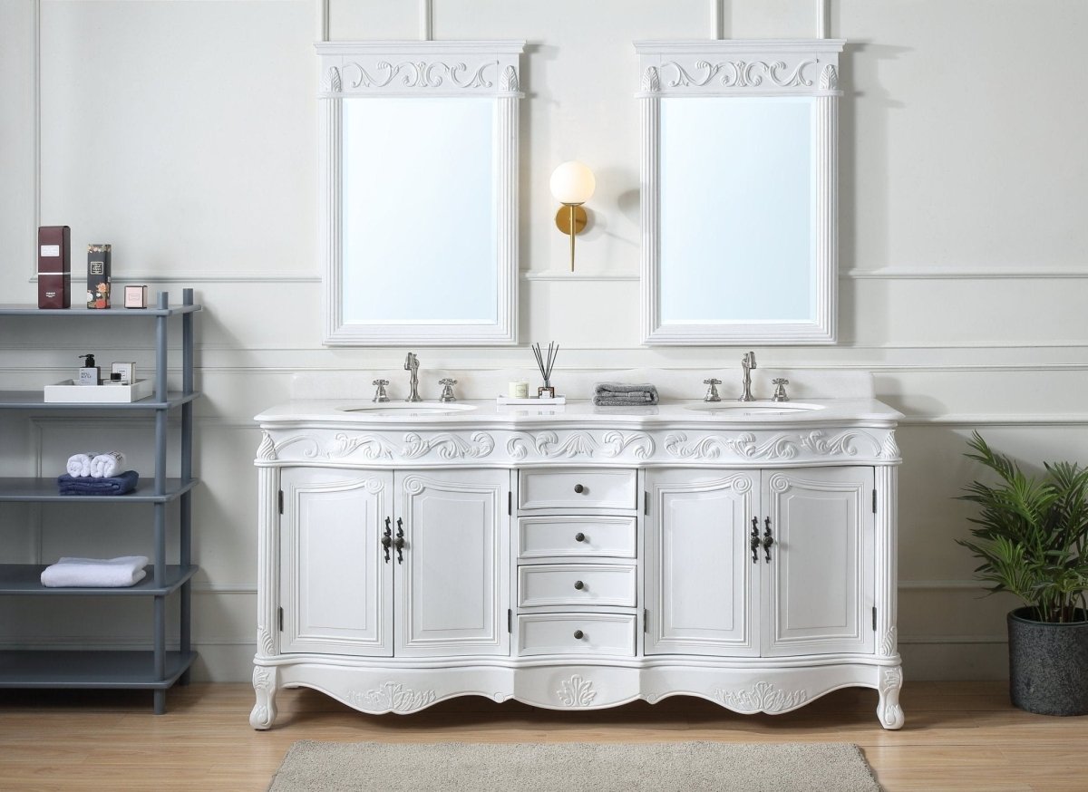 72" Antique White Traditional Style Double Sink Beckham Bathroom Vanity - CF-3882W-AW-72 - Bentoncollections