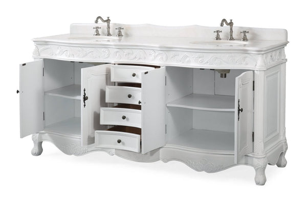 72" Antique White Traditional Style Double Sink Beckham Bathroom Vanity - CF-3882W-AW-72 - Bentoncollections