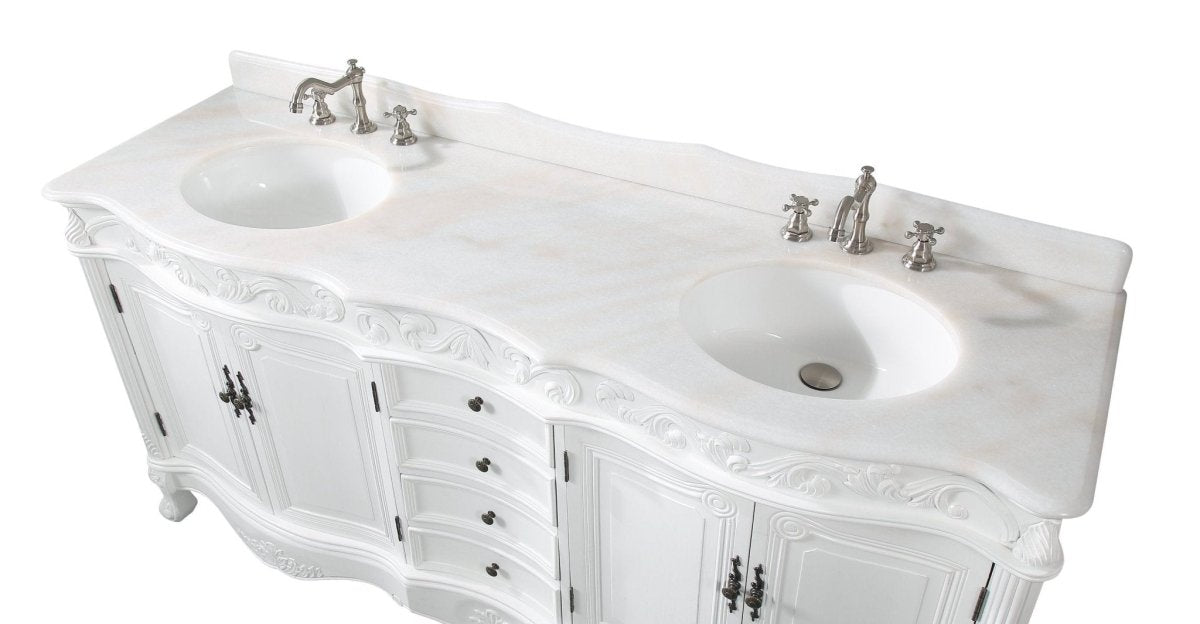 72" Antique White Traditional Style Double Sink Beckham Bathroom Vanity - CF-3882W-AW-72 - Bentoncollections