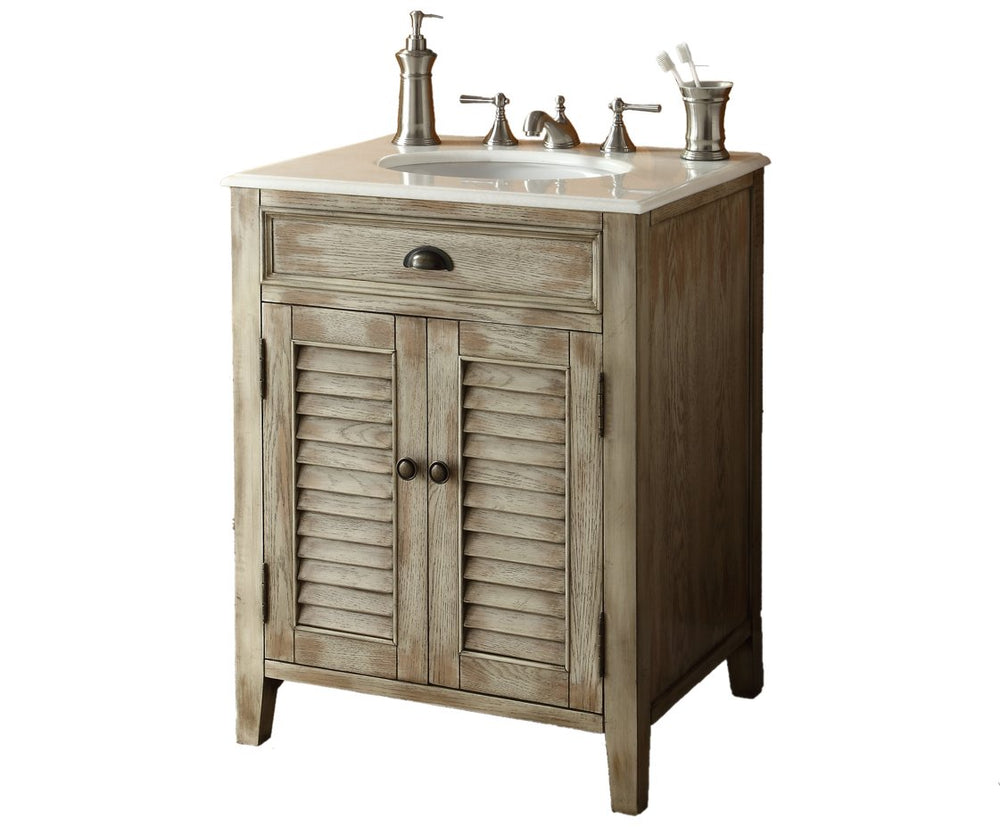 26" Distressed beige Abbeville Bathroom Sink Vanity