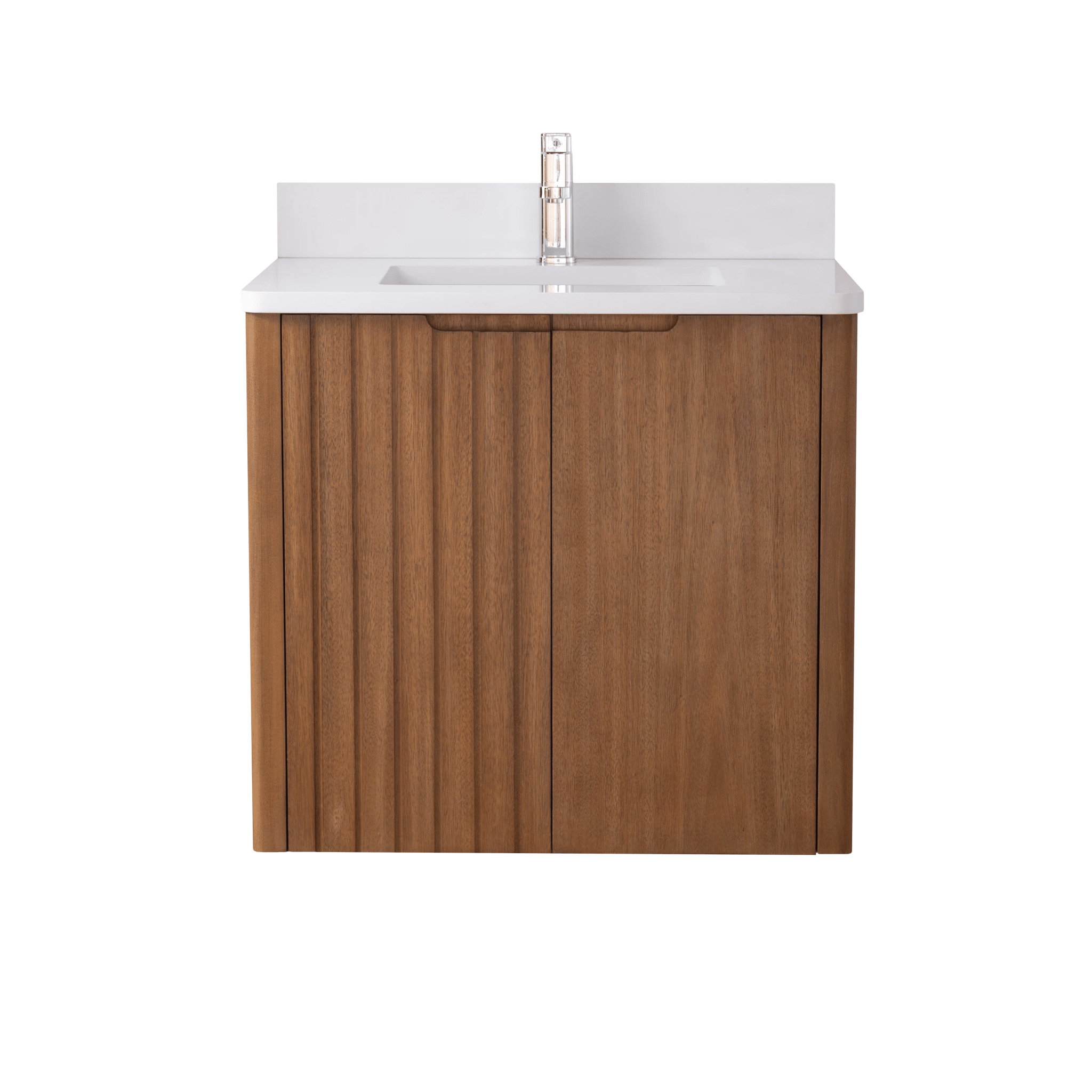 30 Inch Fume Single Sink Mango Warm Oak Brown Finish Wall Mount Floating Style Bathroom Vanity