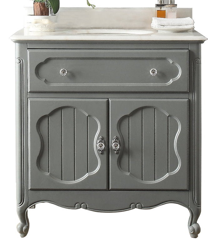34 Inch Gray Charming Cottage Chic Knoxville Vanity - Bentoncollections