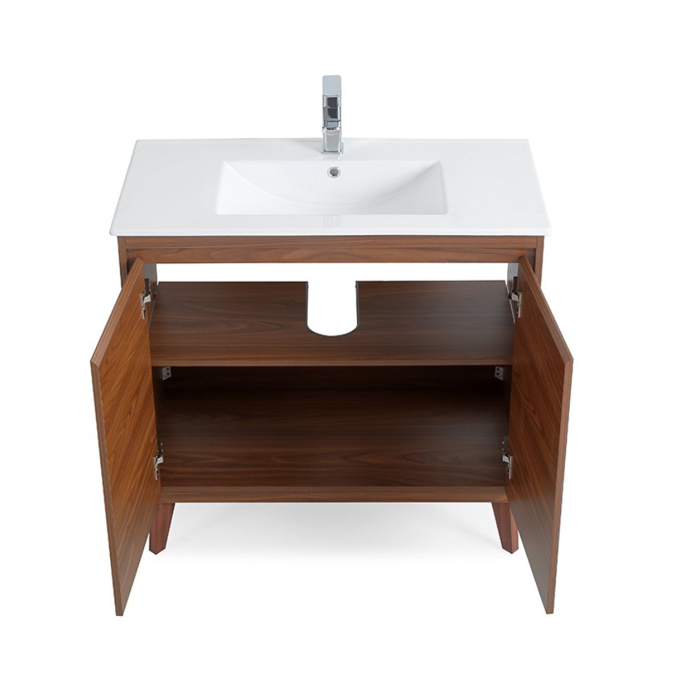 36 inch Modern Style Cherry Brown Zaren Bathroom Sink Vanity - Bentoncollections