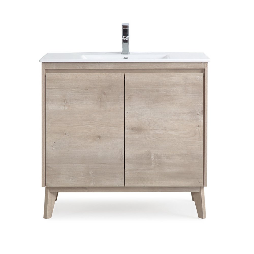 36 inch Modern Style Oak Wood Finish Zaren Bathroom Sink Vanity - Bentoncollections