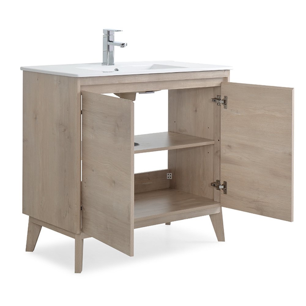 36 inch Modern Style Oak Wood Finish Zaren Bathroom Sink Vanity - Bentoncollections