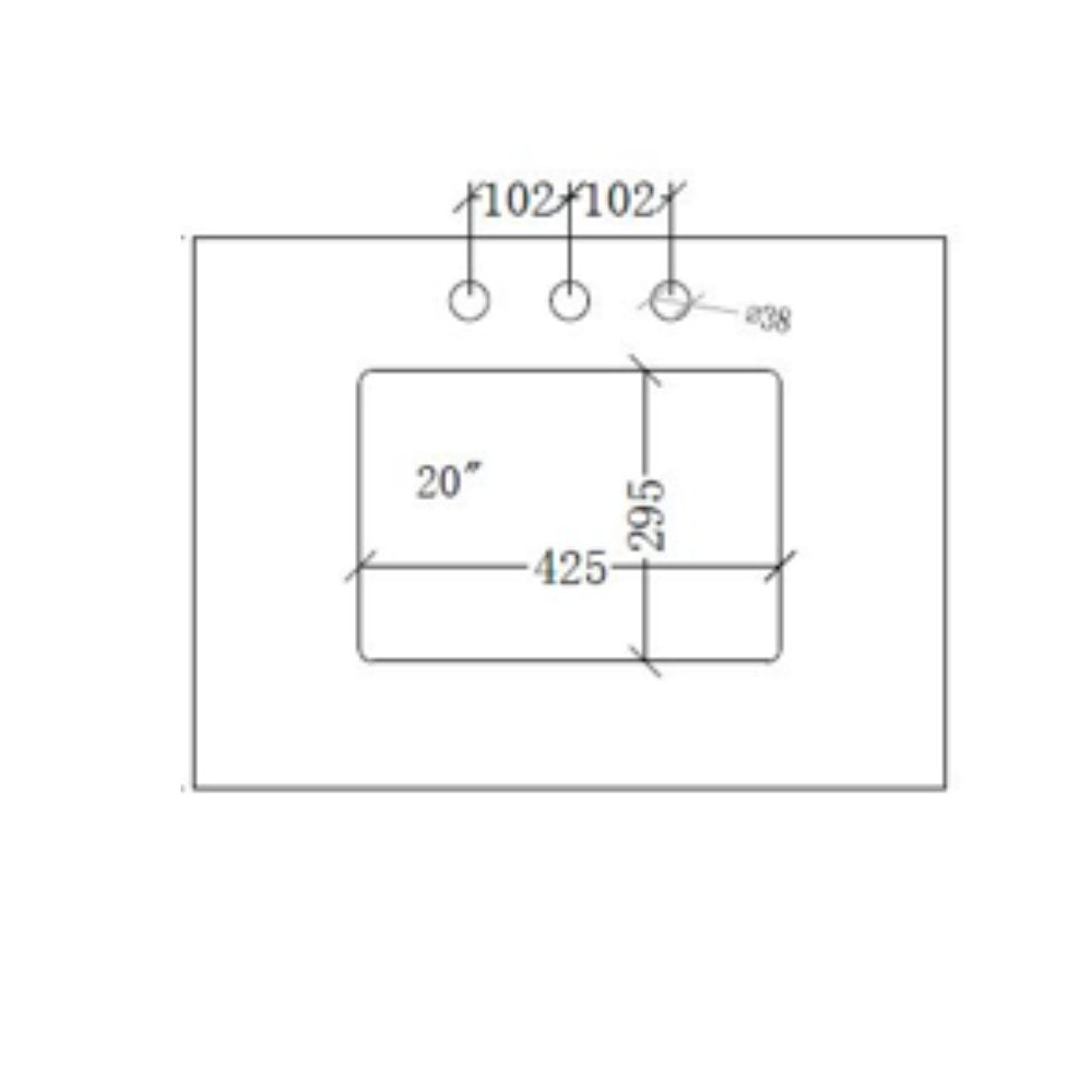 36 inch White Solid Surface Bathroom Vanity Counter Top With Sink - Chans Furniture