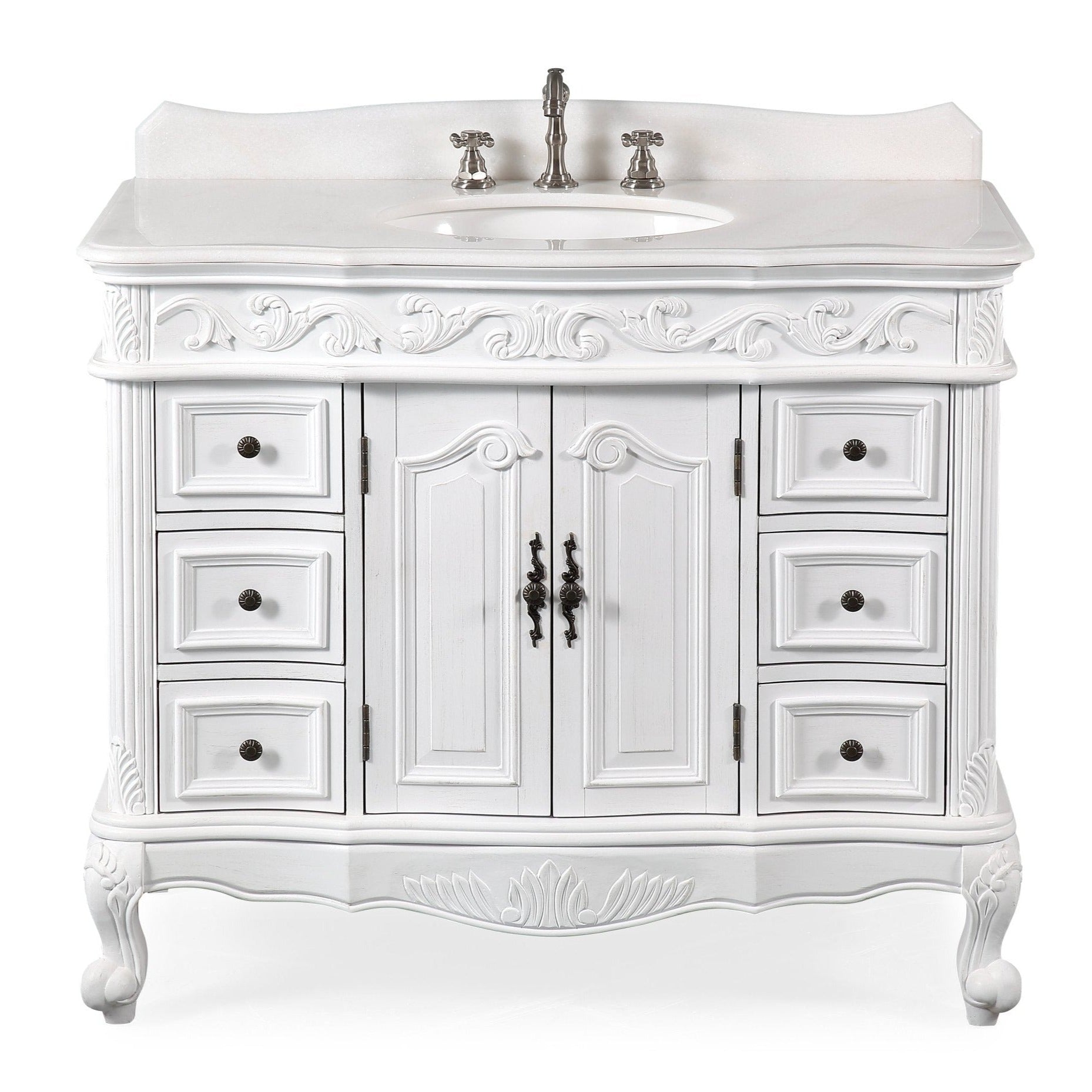 42 Inch Antique White Traditional Style Single Sink Beckham Bathroom Vanity