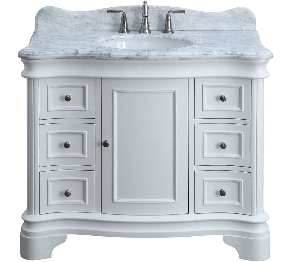 42" Carrara Marble Top Sesto White Bathroom Vanity Q1044W